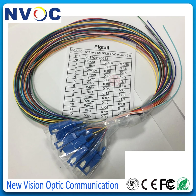 12 Strand OM4 Fiber Optic Pigtails SC//UPC 3M zipcord Cable