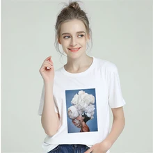 BTFCL Harajuku Loose Flower Sexy Girl Feather Cotton Female Tshirt Women Plus Size T Shirt Print Gothic Short Tee Streetwear BTFCL Harajuku Loose Flower Sexy Girl Feather Cotton Female Tshirt Women Plus Size T Shirt Print Gothic Short Tee Streetwear
