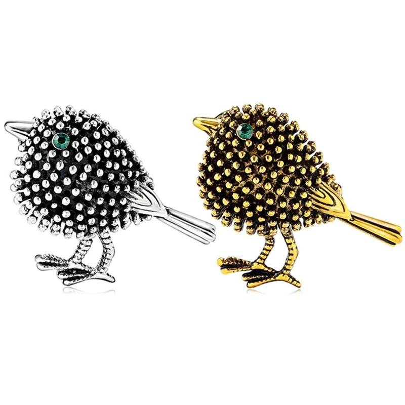 

1PC Two Colors Retro Sparrow Bird Couples Brooch Collar Pins Corsage Animal Badges Jewelry