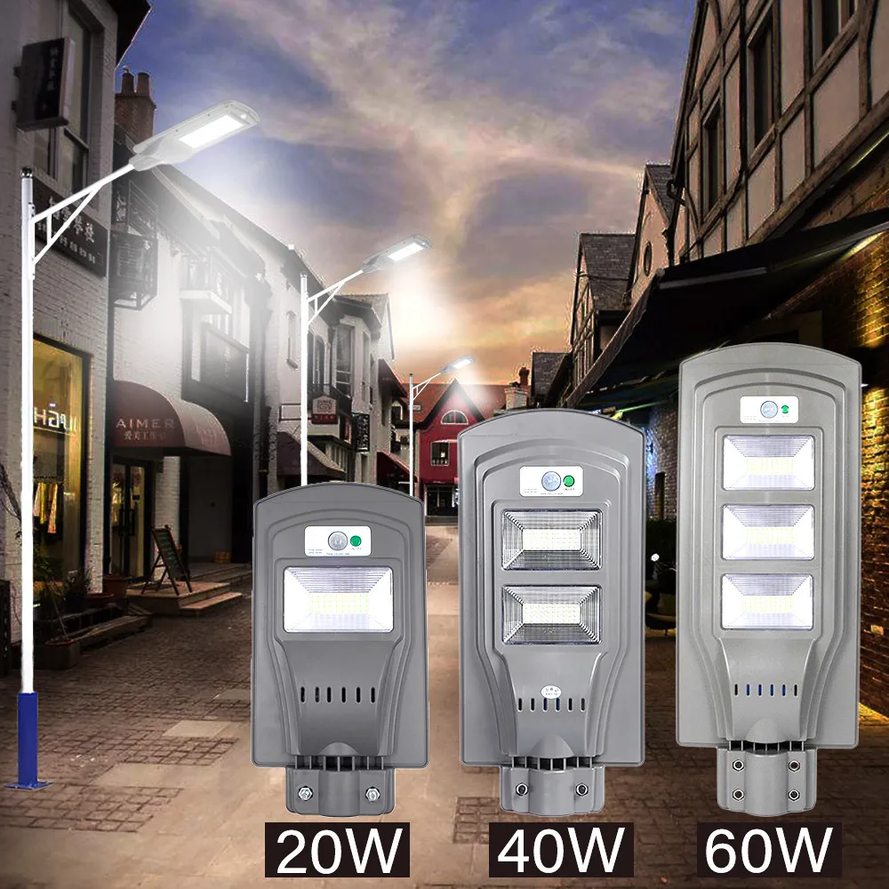 

20W/40W LED Solar Powered Outdoor Wall Street Light PIR Motion Sensor Lamp Waterproof Garden Road Pathway Lamp Outdoor