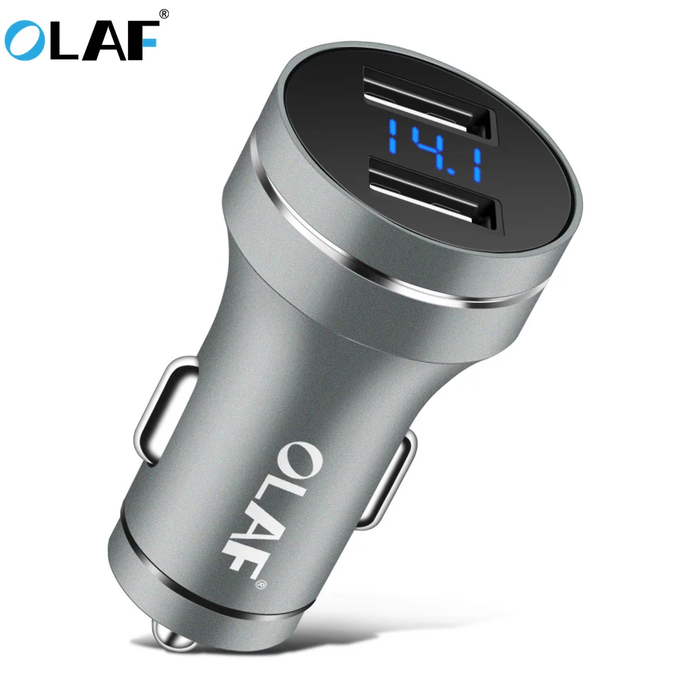 

OLAF Car USB Charger 5V 2.4A Digital Display Dual-USB phone Charger For iPhone 8 plus 7 X For Samsung S9 Galaxy S8 Xiaomi mi8