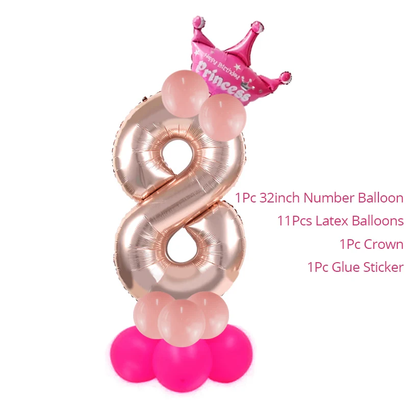 JOY-ENLIFE 1 2 3 4 5 6 7 8 9 розовое золото номер Фольга шары цифровой баллон гелия День рождения шаре для взрослых Globos - Цвет: Pink 8