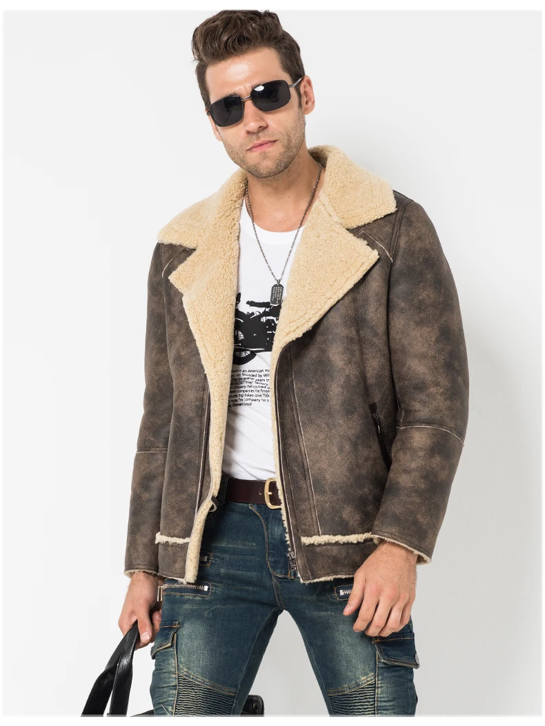 Мужская куртка из овчины мотоциклетная меховая парка Авиатор B3 B2|jacket sheepskin|jacket