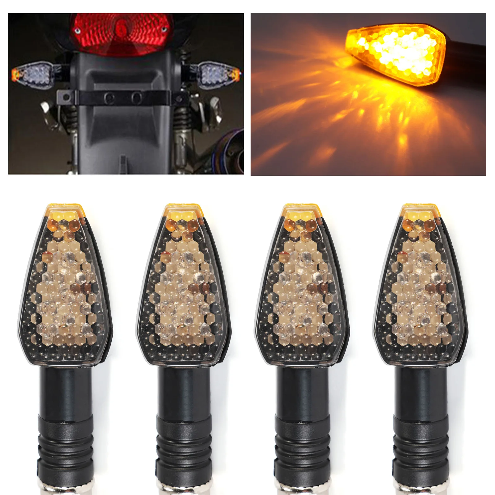 

Amber Orange 4pcs 10LED 12LED Universals Motorcycle Motor Bike Turn Signal Indicators Lights lamp Bright Motor Scooter D45