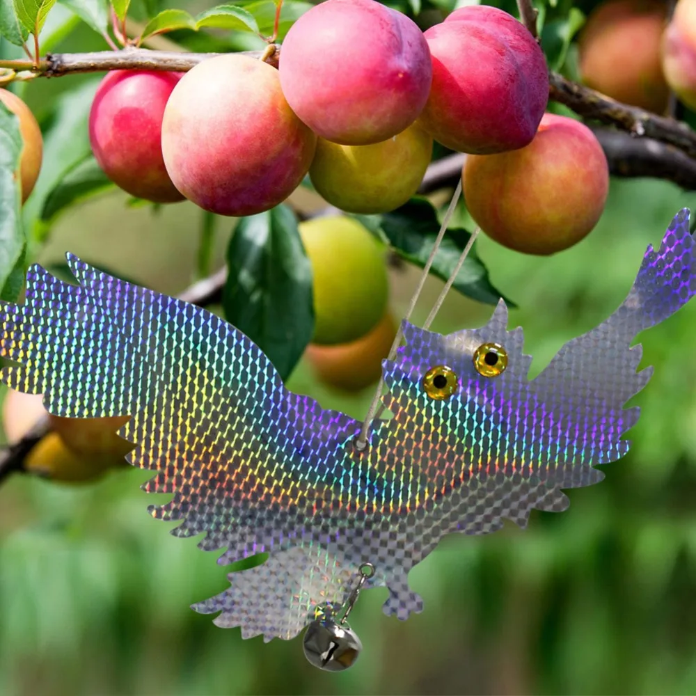 

Garden Laser Reflective Fake Owl Supplies Hanging Reflective Owl Scarecrow Scares Bird Pigeons Woodpecker Repellent Birds