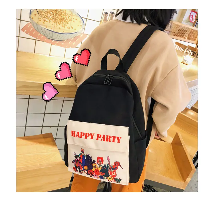 Menghuo Women Backpack Canvas Backpack Cute Printed School Bags Backpack Female Mochila Escolar Girls Backpack for Teenagers New_28