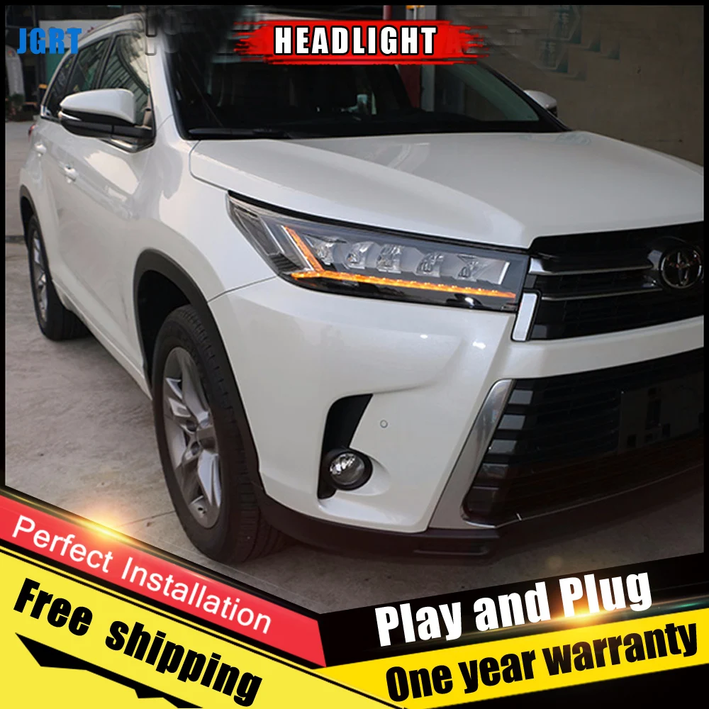 2 шт. светодиодный Автомобильные светодиодные фары для Toyota Highlander 2018|Фара авто в