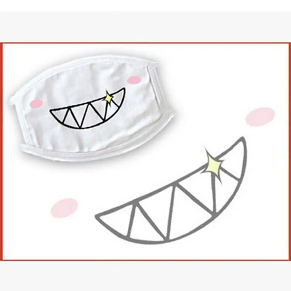 

1Pc Kpop Anti-dust Cute Lovely Anime Kawaii Cartoon Mouth-muffle Smile Grin Kaomoji Cotton Face Mask