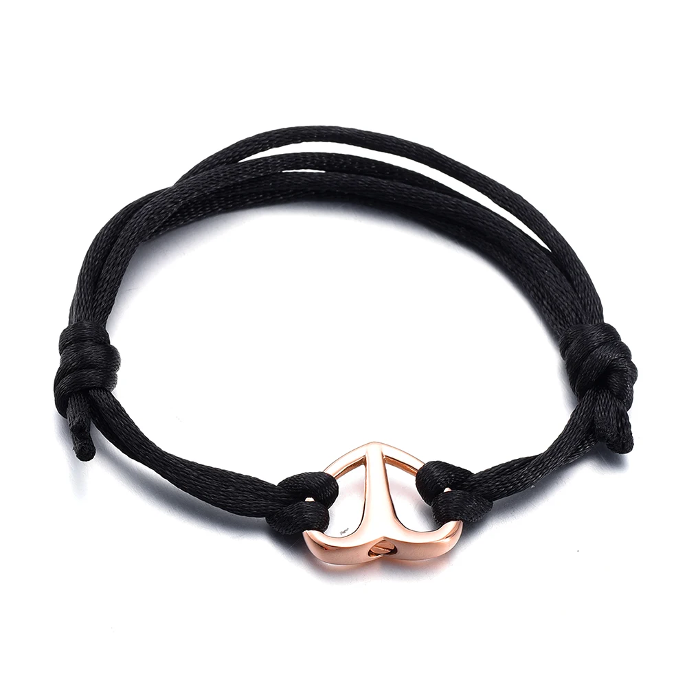 Оптовые продажи, сердечко Кремация из нержавеющей стали, ювелирный браслет для женщин, черный Регулируемый по длине веревочный браслет для пепла