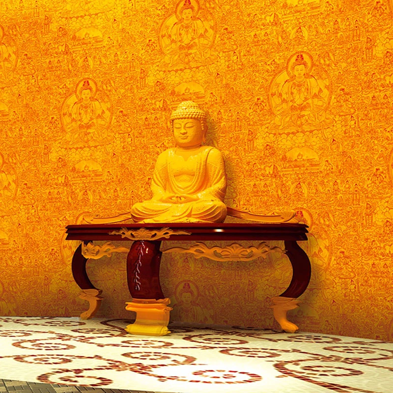 Golden Reflective Buddha Image Wallpaper Buddha Temple Background Wall  Painting Entrance Screen Living Room TV Wall Decoration|Giấy dán tường| -  AliExpress