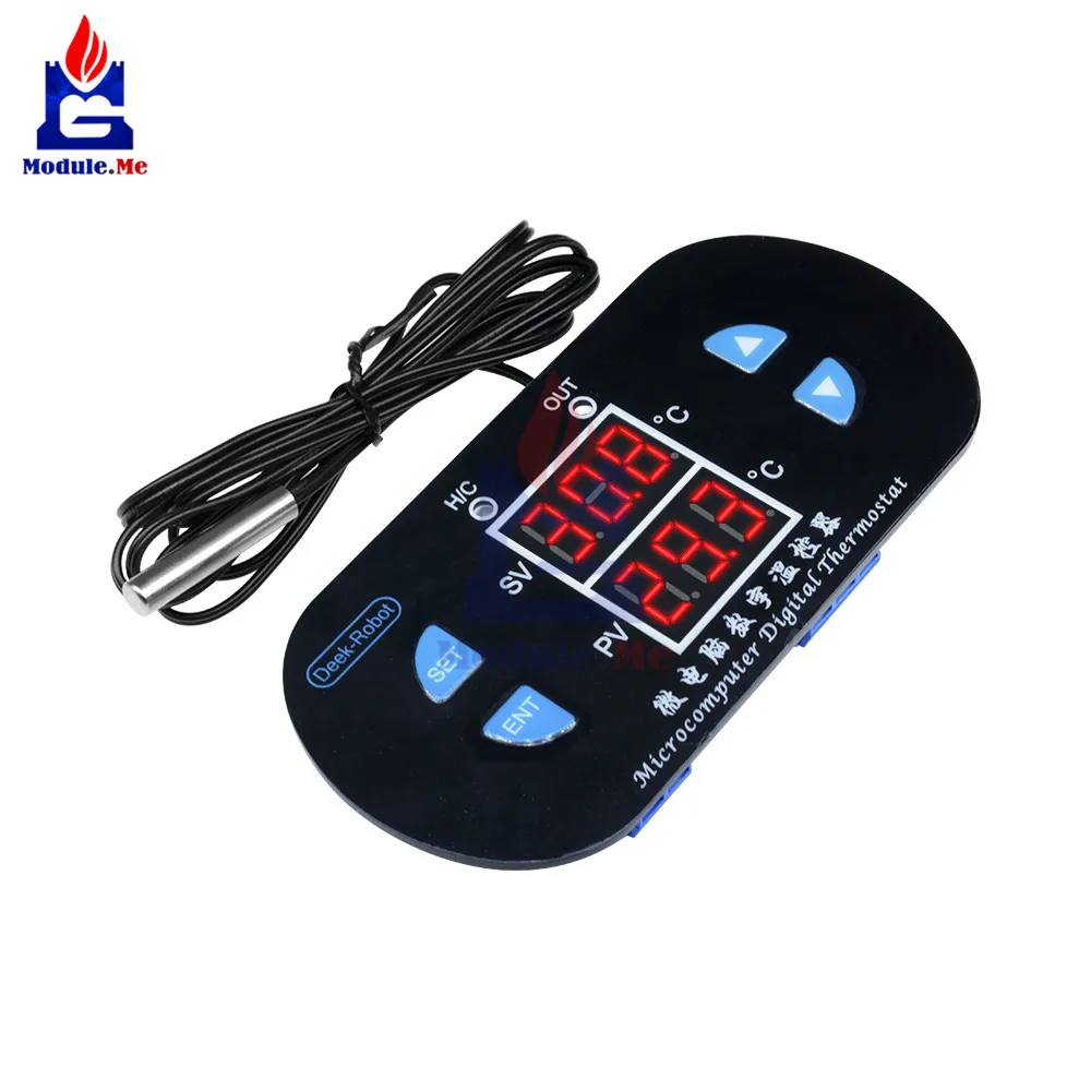 

DK-W1308 Thermometer Dual LED Digital Display Adjustable Thermostat with Temperature Control Sensor Power Supply Relay Module