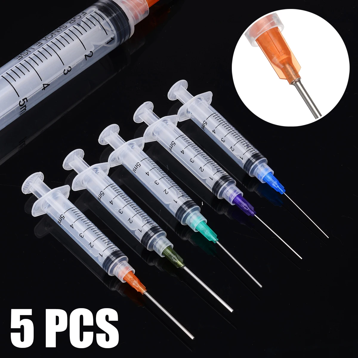 

5pcs/set 5ml New Transparent Syringe Crimp Sealed Chemical Needle Tips For Industrial Glue Oil Ink Supplies