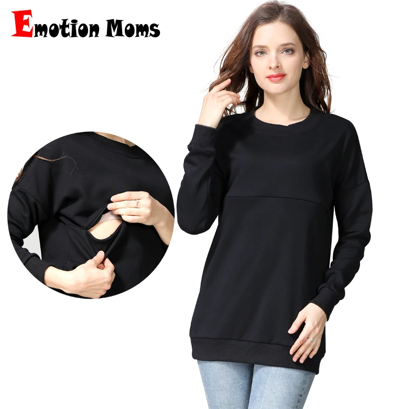 

Emotion Moms winter Maternity Sweater Nursing Tops Long Sleeve Hoodies Breastfeeding Tops For Pregnant Women Maternity T-Shirt