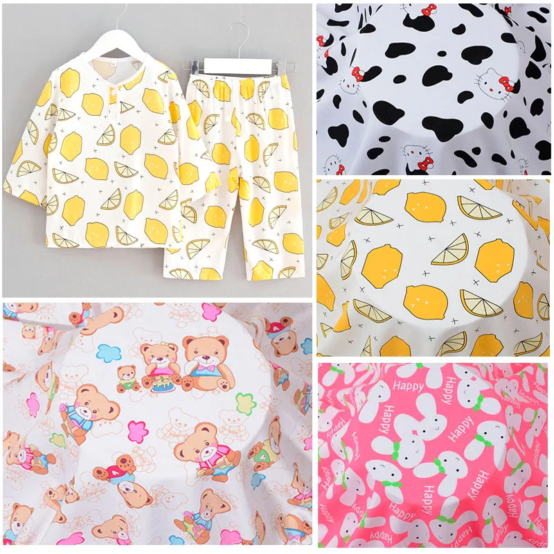 

children Cotton fabric poplin textile baby soft kawaii print cotton cloth comfortable pajamas 1M