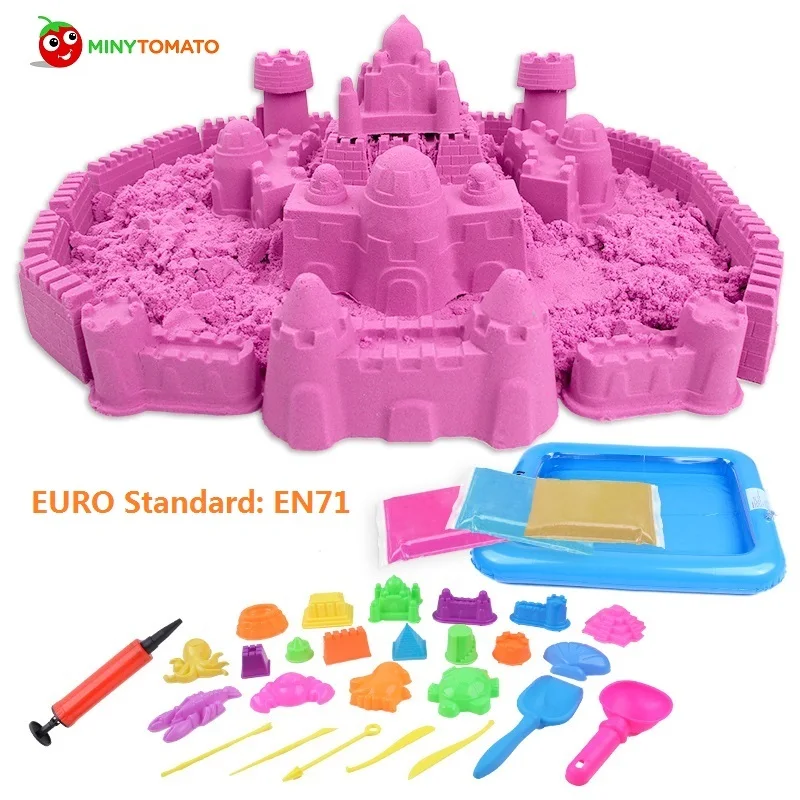 

Hot sale High Quality 1000g Dynamic Magic Sand and 50pcs mold tools Amazing DIY educational toys No-mess Indoor toys for Chilren