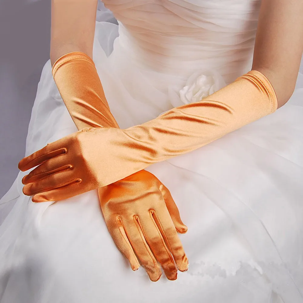 Женские атласные длинные перчатки Opera Вечерние перчатки для выпускного вечера Guantes аксессуары для рук - Цвет: 5