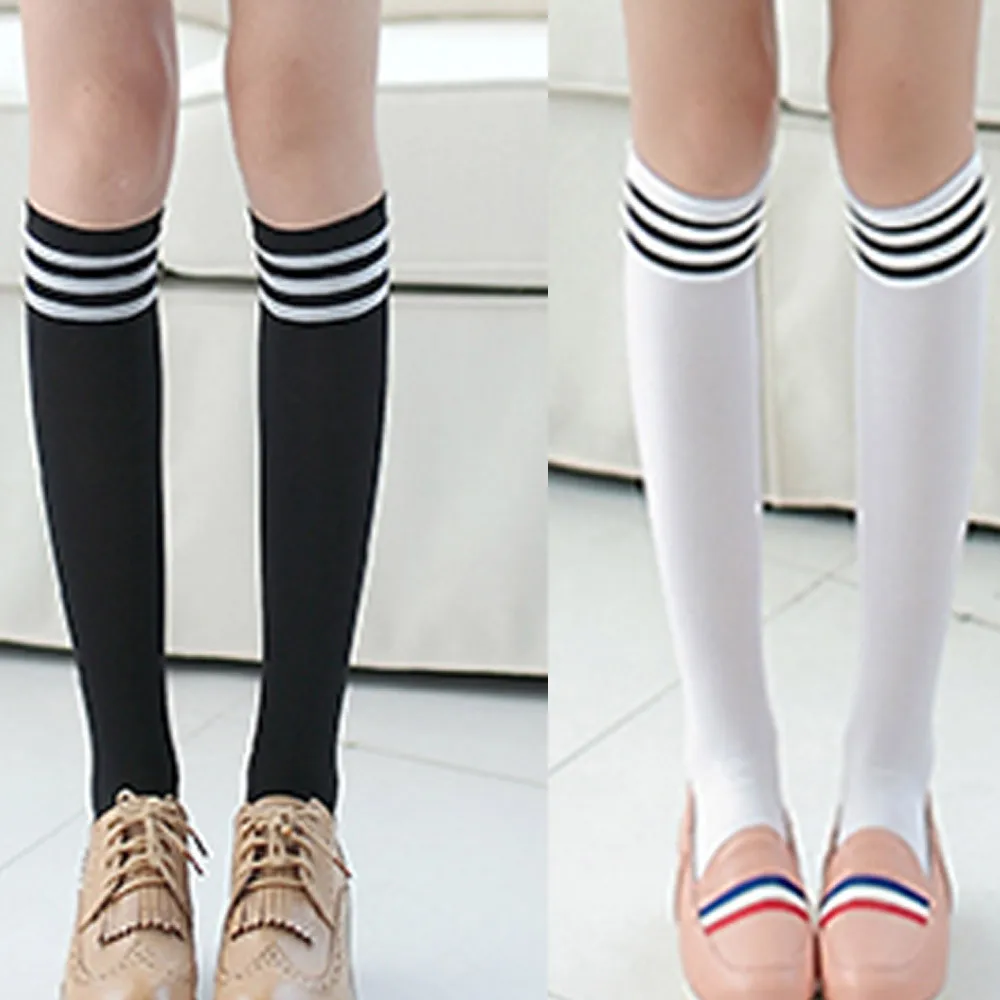 Jaycosin/Одежда, женские гольфы в полоску, 1 пара, новые хлопковые черно-белые носки для девочек, милые высокие носки для женщин