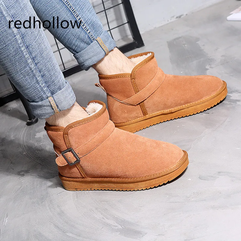 

Man Winter Shoes Warm Snow Boots Classic Men's Solid Color Snow Boots Plush Inside Slip-on Ankle Boots For Male Plus Size 35-47