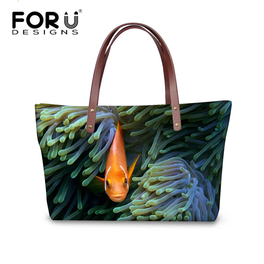 

FORUDESIGNS Fish Pattern Women's Handbags Female Shoulder bag Designer Female Tote Large Capacity Zipper Bags for Women Femme