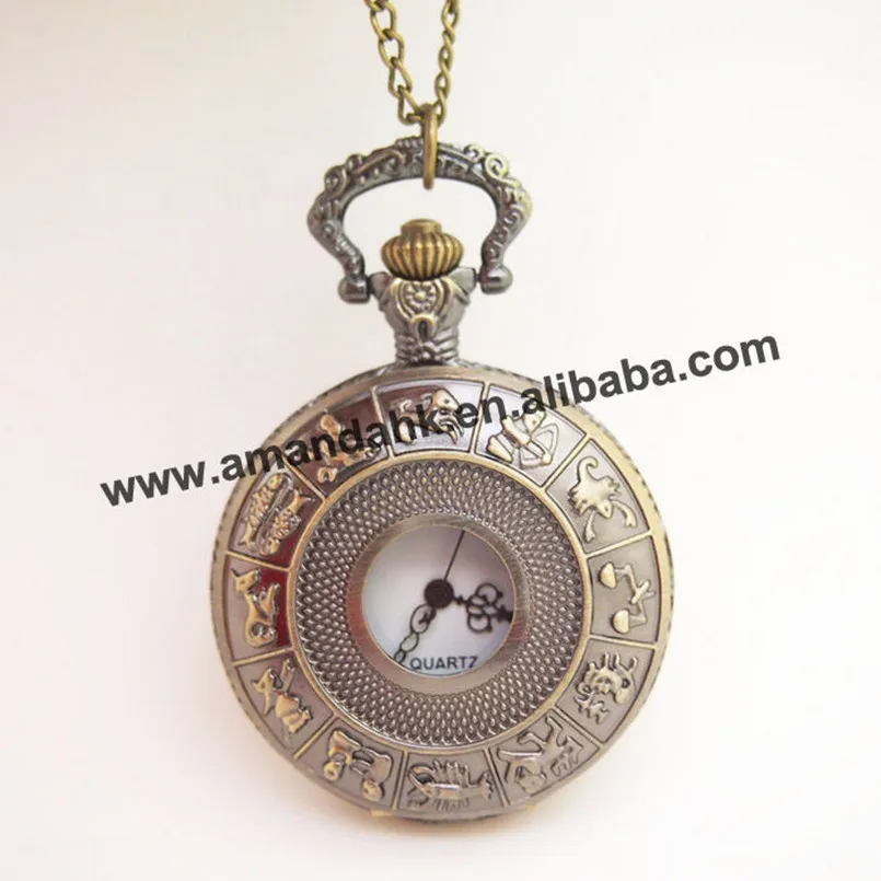 

100pcs/lot Vintage fashion carved animal design pocket watch,man Fashion & Casual Necklace Smooth Vintage Quartz Pocket watc