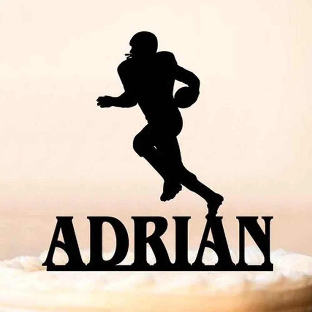 personalized American football Birthday Cake Topper,Customizable Birthday Cake Topper,Silhouette American Football player Sports Party Decorations (4)