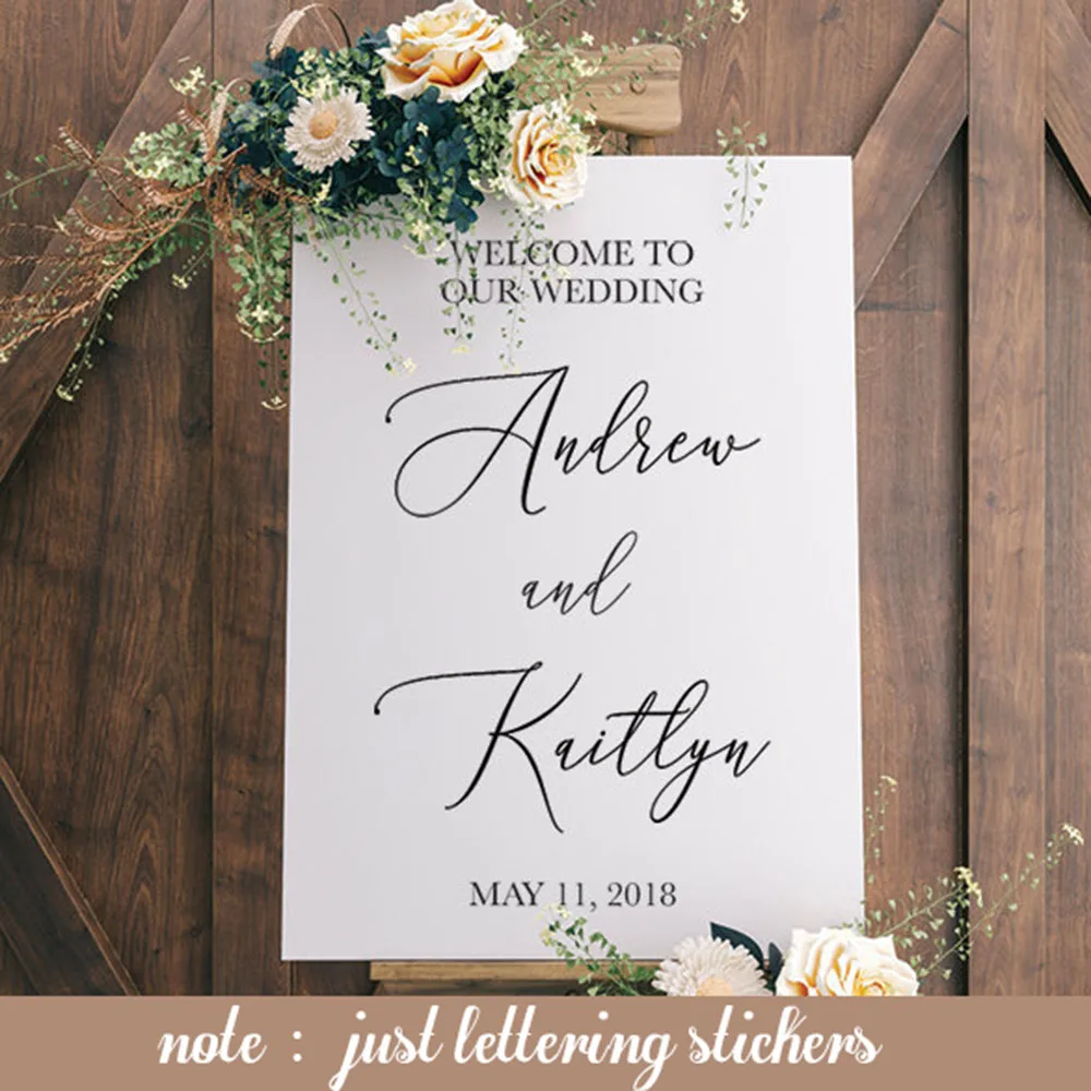 Wedding Decor Sign Welcome Decal Chalkboard Decals To The Vinyl Stickers Custom Names Date DIY Sticker D829 | Дом и сад