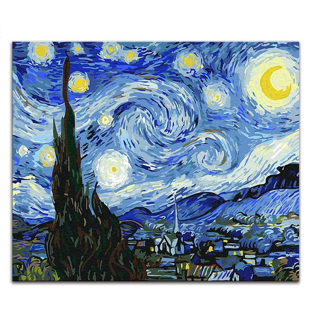 

Diy painting by numbers Vincent Van Gogh's paintings "The Starry Night" abstract Impression art pictures by numbers with colors