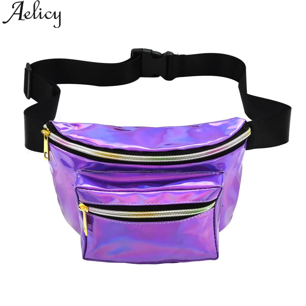

Aelicy drop ship new 2019 hot selling @@ Waist bag for Women Men Unisex Casual Reflector Laser Waist Pack bag belt women sac