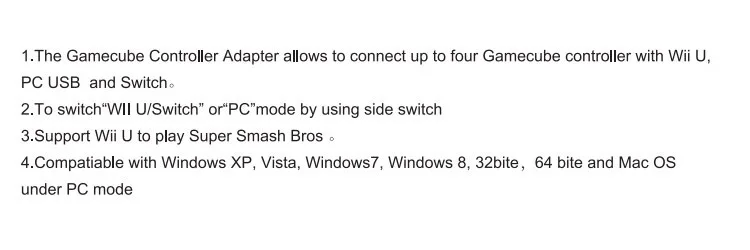 4 порта для GC GameCube UWii PC Win 7/8 XP Вита Mac OS USB для Nintendo Switch игровой контроллер, адаптер, конвертер с кабелем 0,5 м