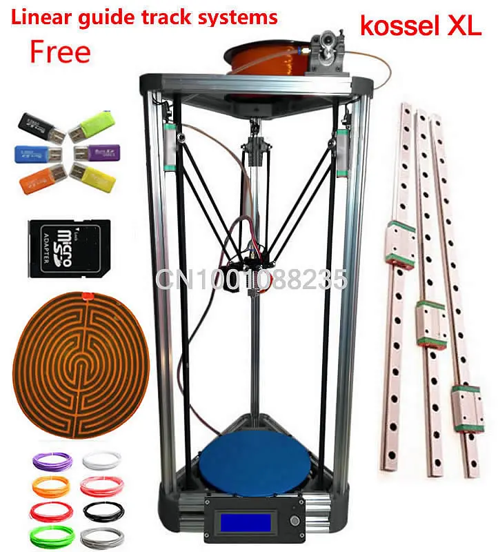 LINEAR GUIDE with heated bed XL LCD Display silver hotbed Reprap Delta Rostock kit 3D Printer k800 XL DIY 3D printer Kit