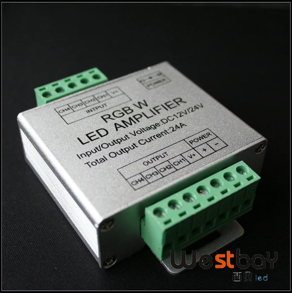 

Free Shipping DC12V, 24V RGBW signal relay amplifier for enlarge RGBW led application,6A each CH,Max 576W available