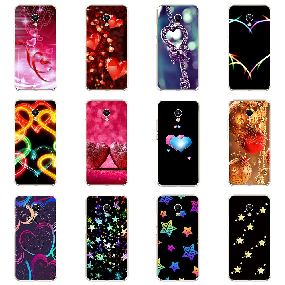 Звезд сердец по образцу силиконовая чехол для телефона защитный Fundas Meizu M3 M5 M6
