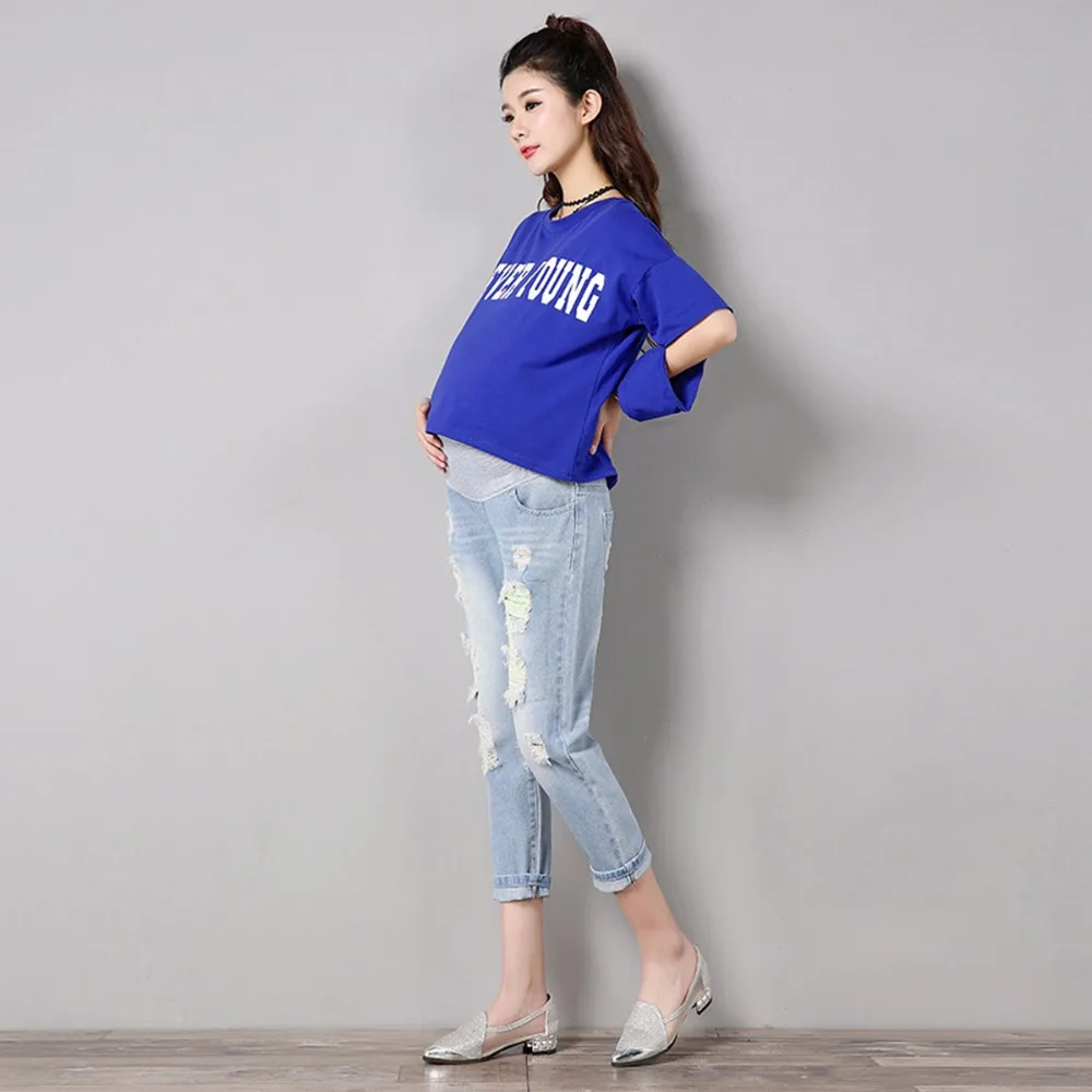Джинсы, женские брюки для беременных удобные синие хлопковые джинсовые штаны брюки для беременных женщин беременность и кормление Костюмы