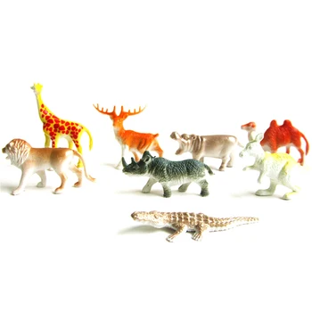 

8PCS/set Plastic Mini Zoo Animal Figure Tiger Leopard Hippo Giraffe Kids Toy Lovely Animal Toys Set