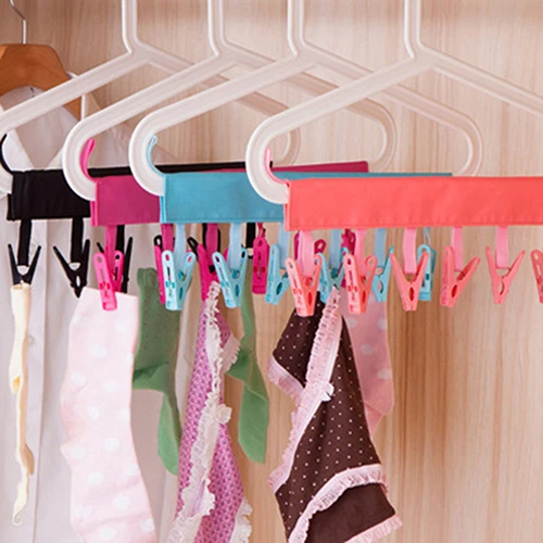 

Portable Clothes Clip Rack Multifunction Bathroom Travel Foldable Hanging Towel Clips