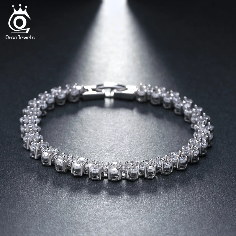 ORSA JEWELS Luxury 86 Pieces AAA Grade Cubic Zirconia Bracelet For Women Roman Design Bracelet Jewelry