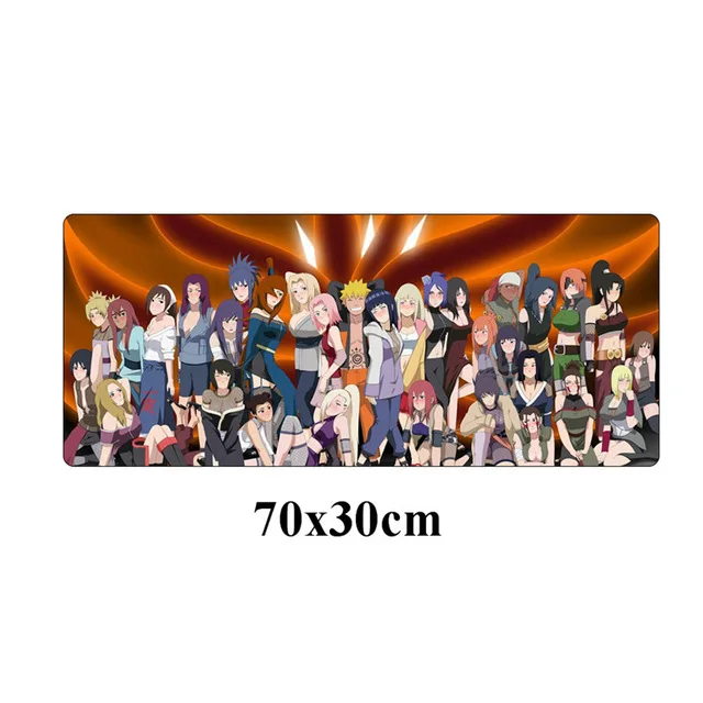 70x30cm Large Anime NARUTO Gaming Mousepad Non-slip Locking Edg Mouse pad Rubber Laptop Notebook Desk Mat Computer Gamer - Color: White