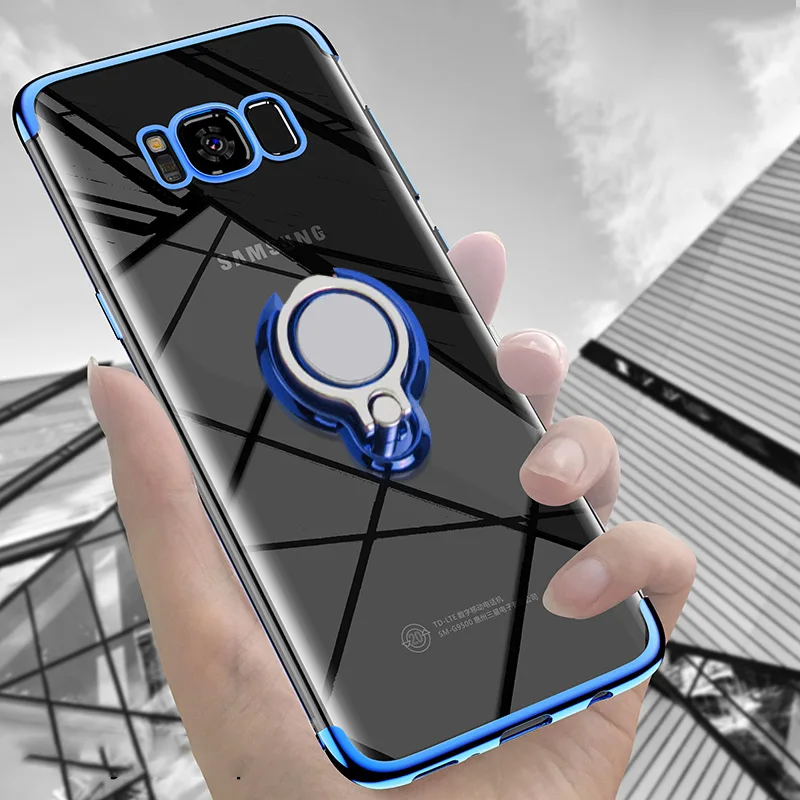 

BFOLLOW Clear Soft TPU Case for Samsung Galaxy S9 S8 / S9 Plus / S8 Plus with Finger Ring Stand Silicone Back Cover Coque