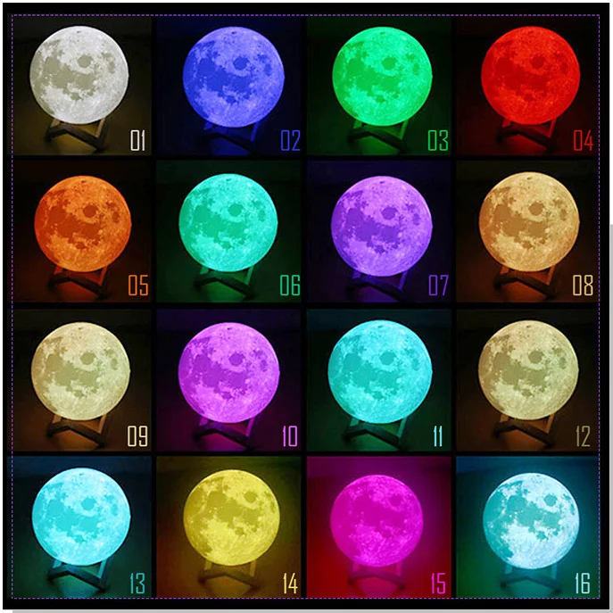 Luzes da Noite recarregável 3d impressão lua lâmpada Potência : 0-5 w