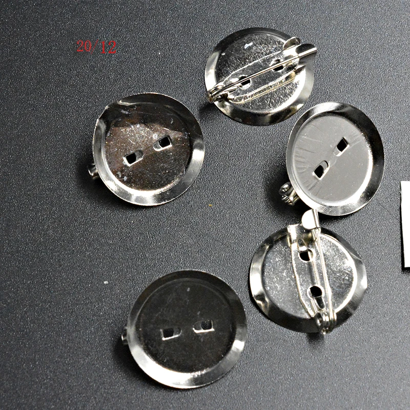 

FLTMRH 6pcs 20mm Round Brooch Base Cabochon Blanks Trays with Brooch Pins Cameo Cabochon Base Setting