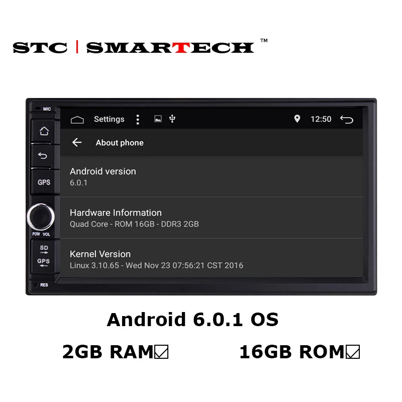 SMARTECH 2 din Android 6 0 1 OS 2GB RAM 16GB ROM Car Radio GPS navigation