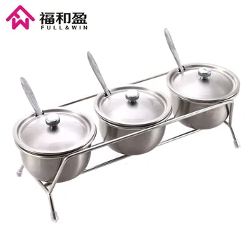 

3pcs Multipurpse Stainless Steel Spice Rack Cruet Condiment Spice Set Jars With A Spice Rack Condiment Canister Seasoning Tools
