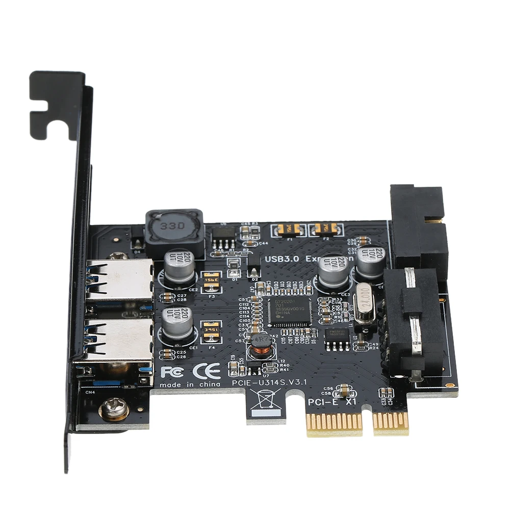 

5V 4 Pin Male Power Dual Port Connector 19-Pin PCI-E to USB 3.0 2-Port PCI Card Mini PCI-E USB 3.0 Hub Controller Adapter