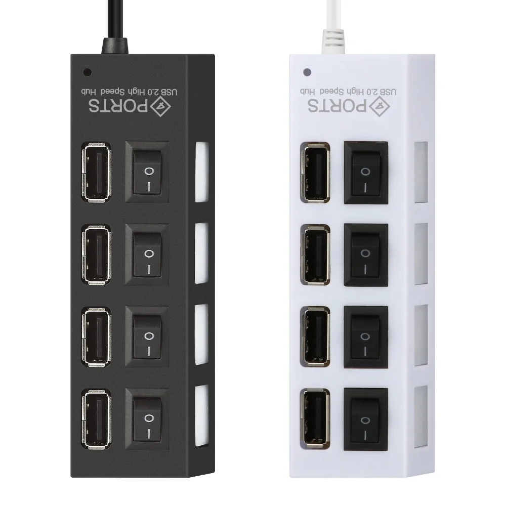 JCKEL 4 порта USB Hub 2 0 сплиттер LED с переключателем ВКЛ/ВЫКЛ для планшета ноутбука