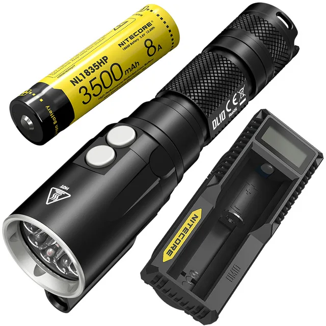 NITECORE DL10& UM10 Зарядное устройство 18650 Батарея 1000LM CREE XP-L HI V3 светодиодный фара-Искатель подводная с водонепроницаемым чехлом и возможностью погружения на глубину до 30 м - Испускаемый цвет: 8A 3500mAh NL1835HP