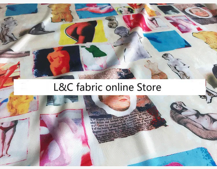 new European and American digital printing clothing DIY fabric simulation silk stretch satin polyester fashion fabric