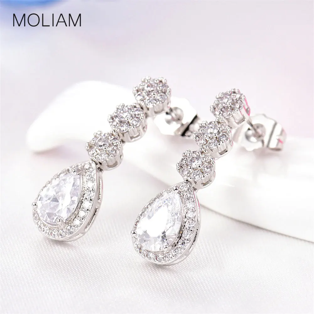 

MOLIAM Luxury Dangle Drop Earings Fashion Jewelry 2017 Cubic Zirconia Teardrop Charming Wedding Bridal Earrings Brinco MLE800