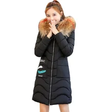 Женская зимняя теплая куртка Модная парка с меховым воротником и капюшоном, с принтом, женская пуховая хлопковая куртка, большие размеры 3XL AA435