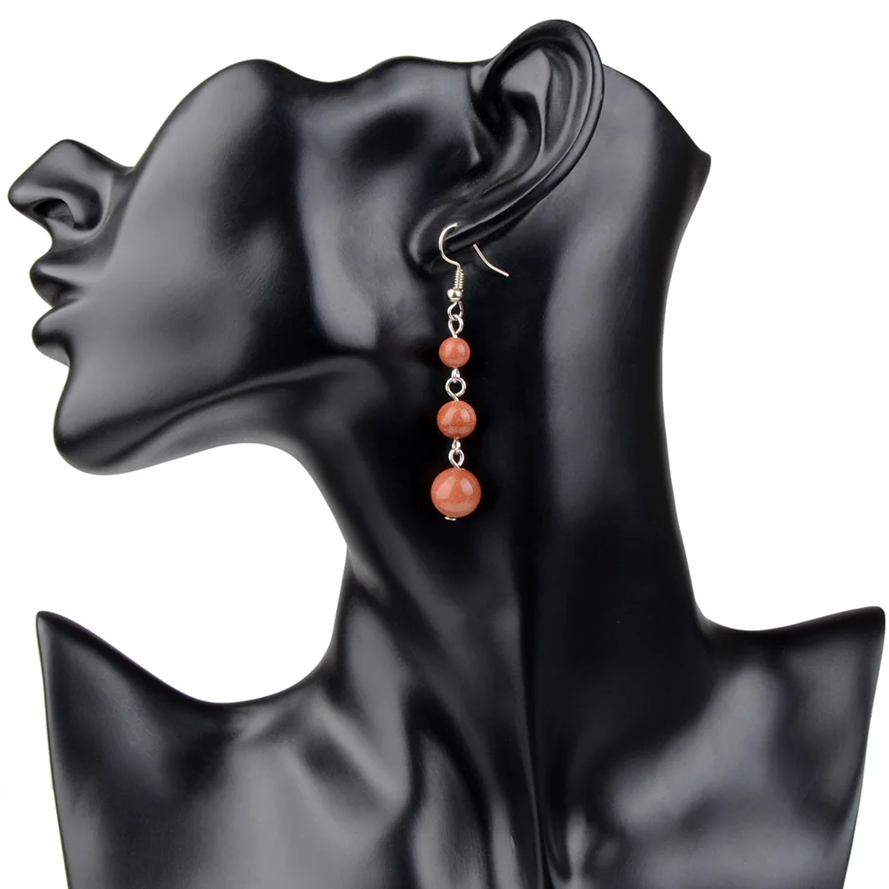 6mm 8mm 10mm Tiger eye Stone Quartz Beads Drop Earrings For Women Jewelry drop earrings