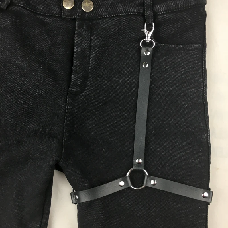 Сексуальное нижнее белье Харадзюку подвязка пояс для женщин искусственная кожа Панк ремни для ног регулируемые женские подтяжки джинсовые шорты